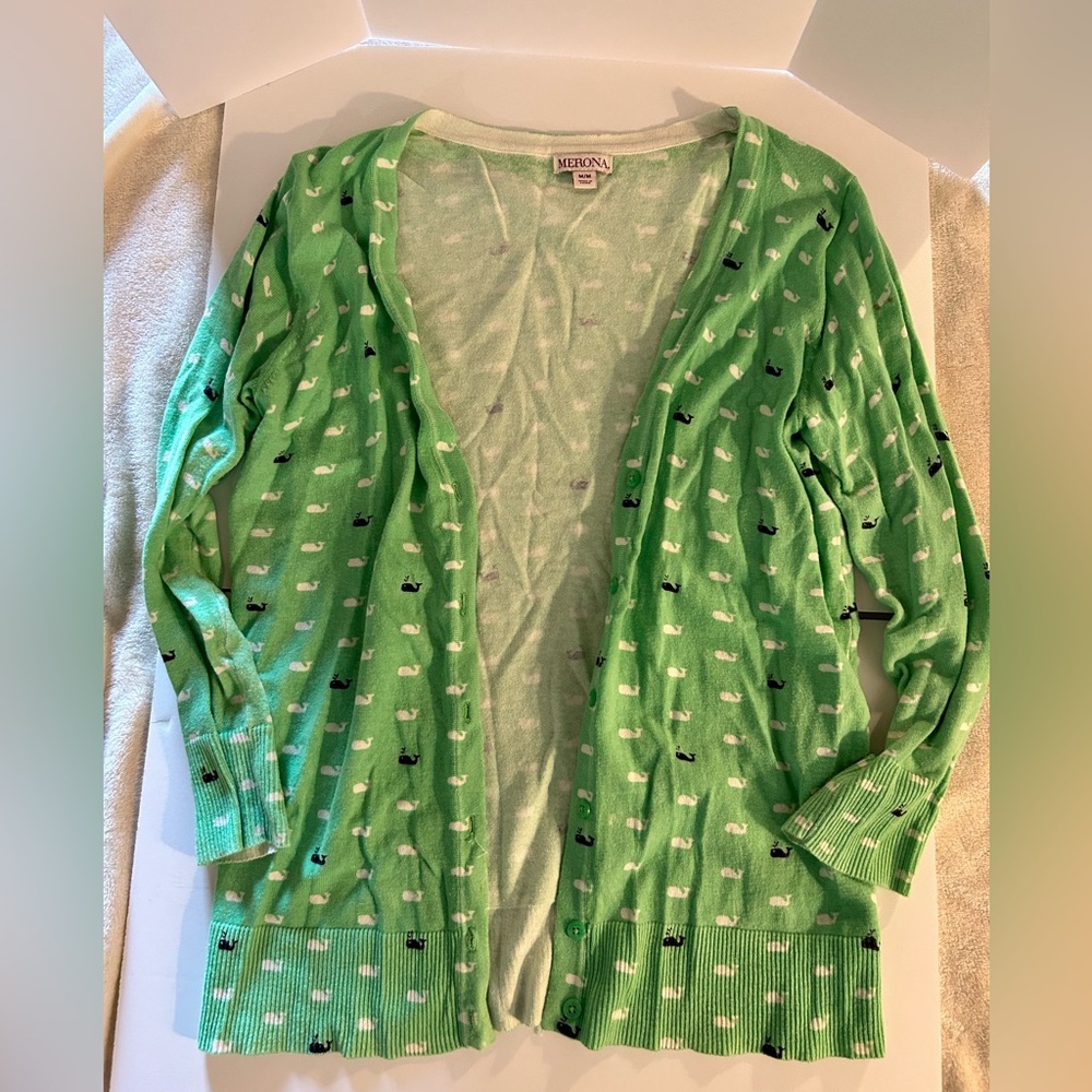 Merona cardigan with whales size M